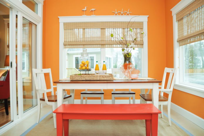 dining room in orange tones
