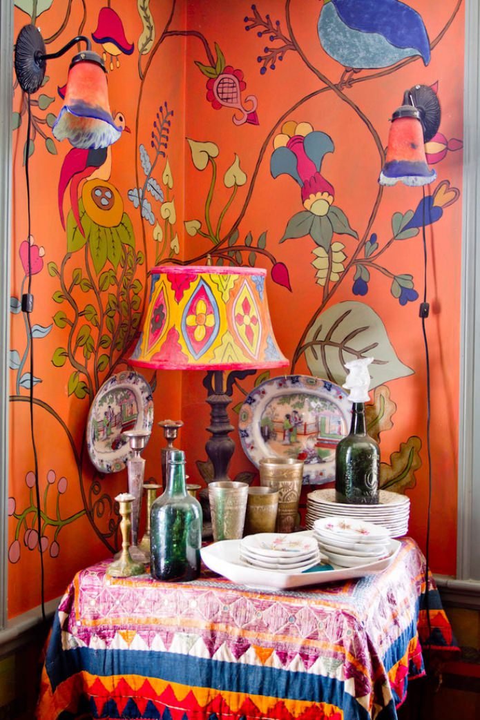 orange walls with a pattern