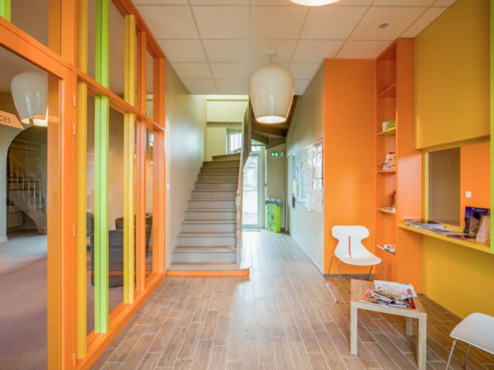 Yellow and orange interior