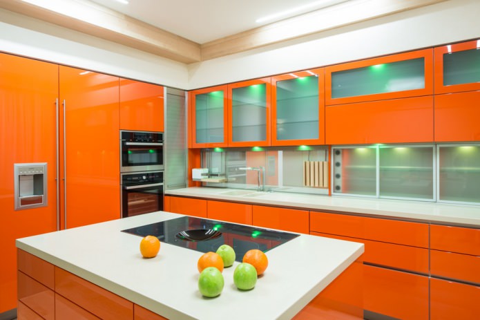 orange color in the kitchen