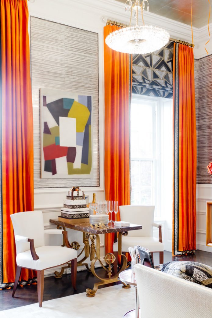 orange curtains