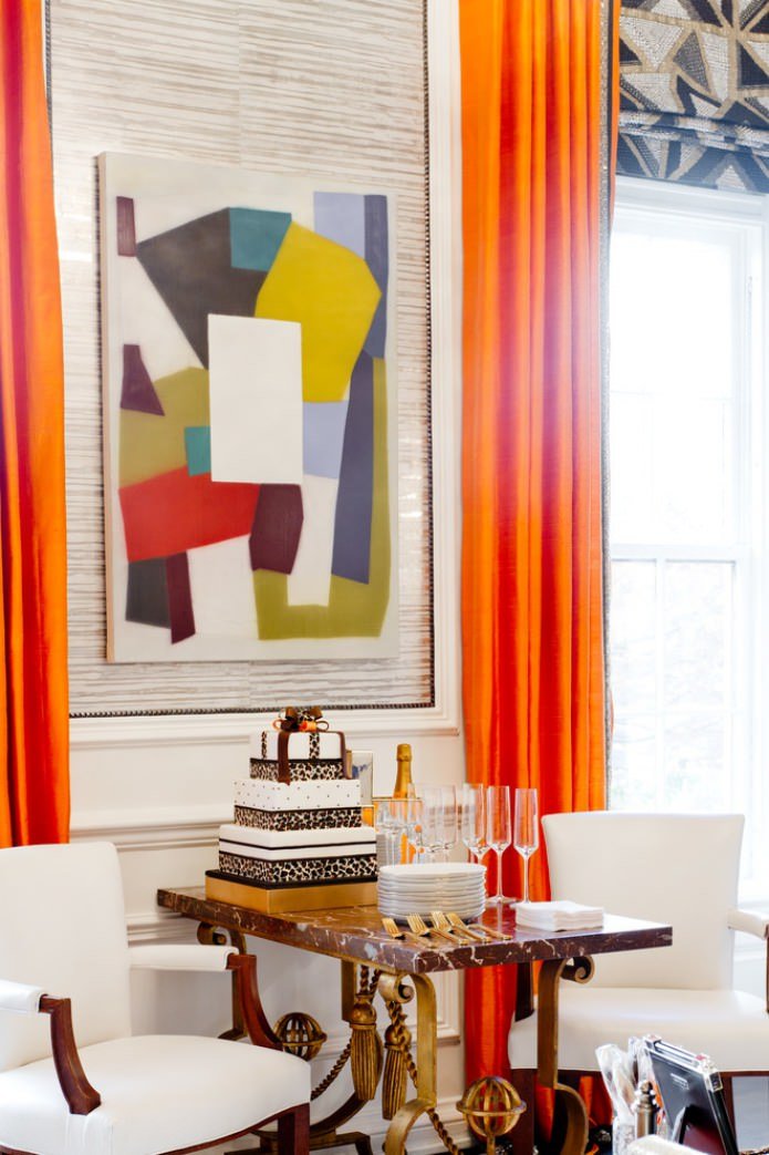 orange curtains