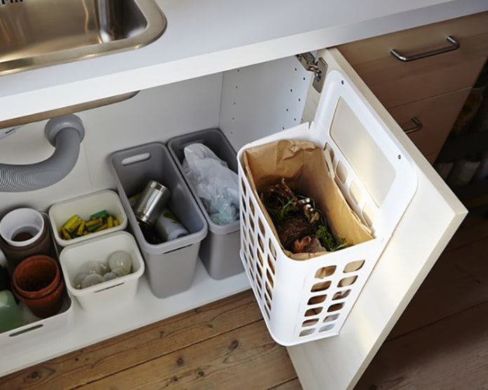 Bin on the cabinet door