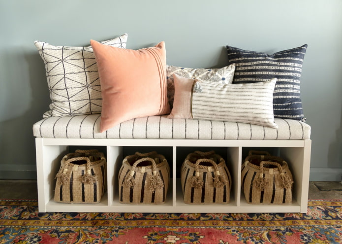 Bench with cushions
