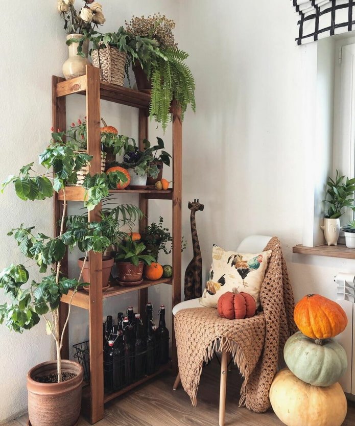 Stained shelving unit