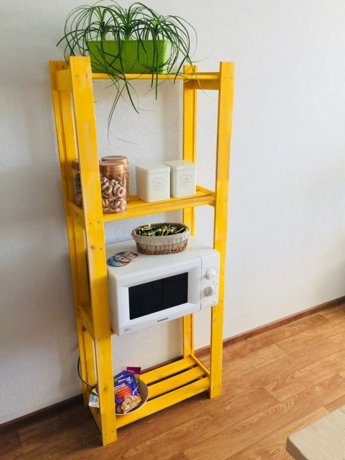 Yellow shelving unit