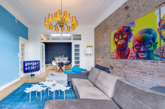 brick in the living room interior