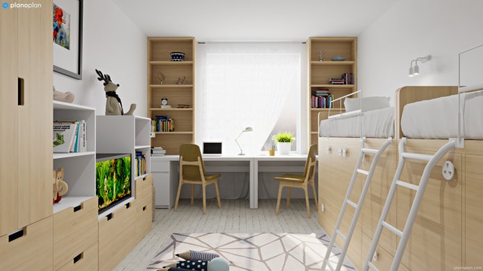children's room with a workspace