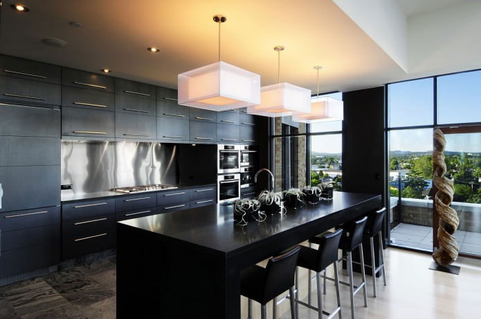 modern kitchen design with a black set