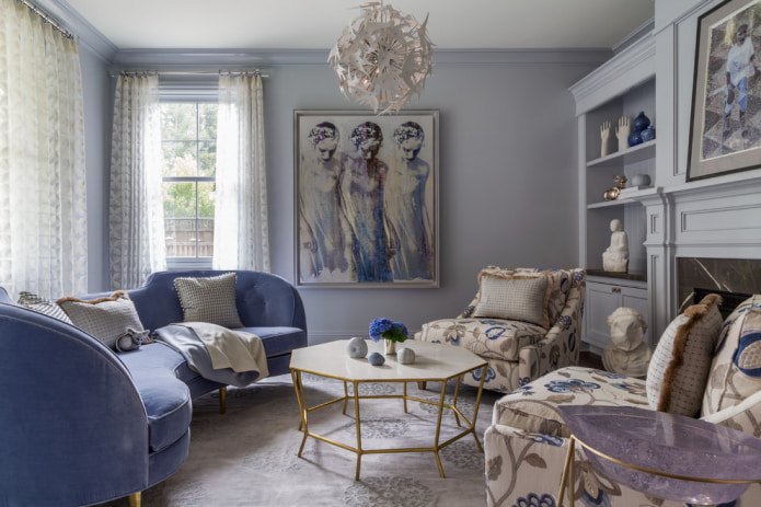 delicate lavender living room