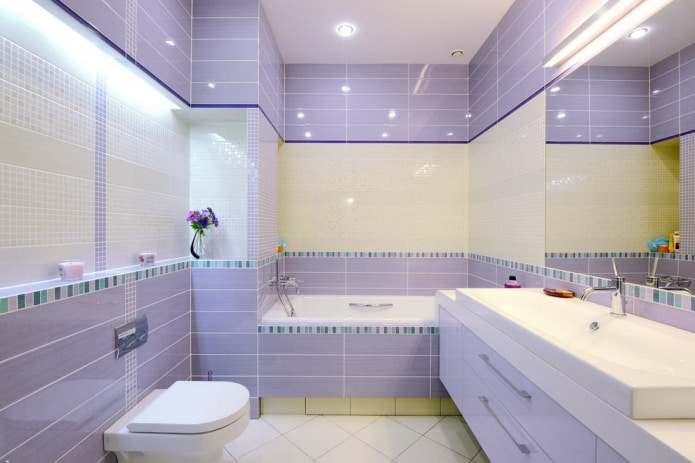 lavender tiles in the bathroom