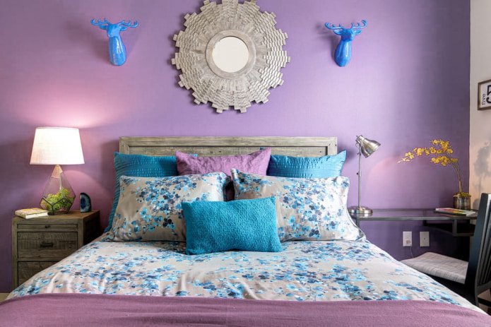 Lavender-blue bedroom