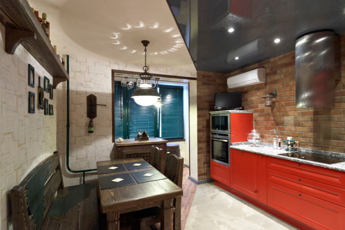 stretch ceiling with zonal lighting in the kitchen