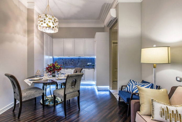 Lighting in the kitchen-living room