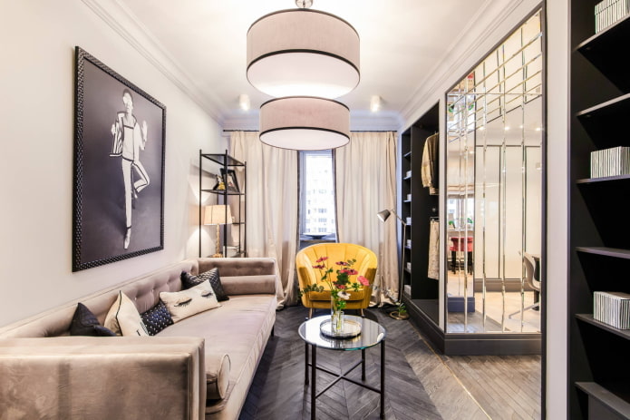 Two-tier chandelier in the living room
