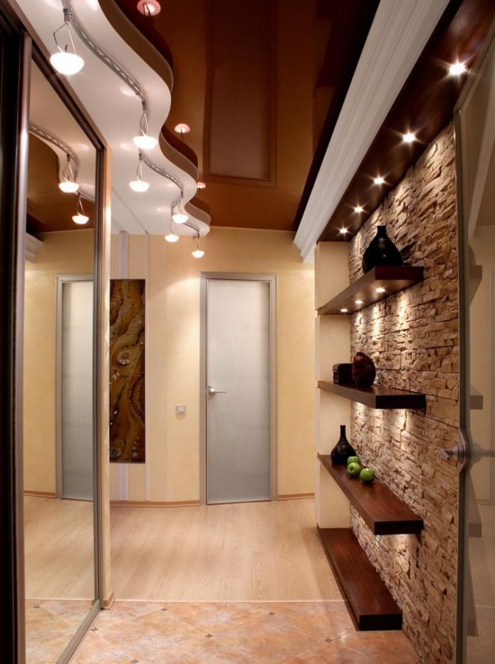 lighting in a hallway with a stretch ceiling
