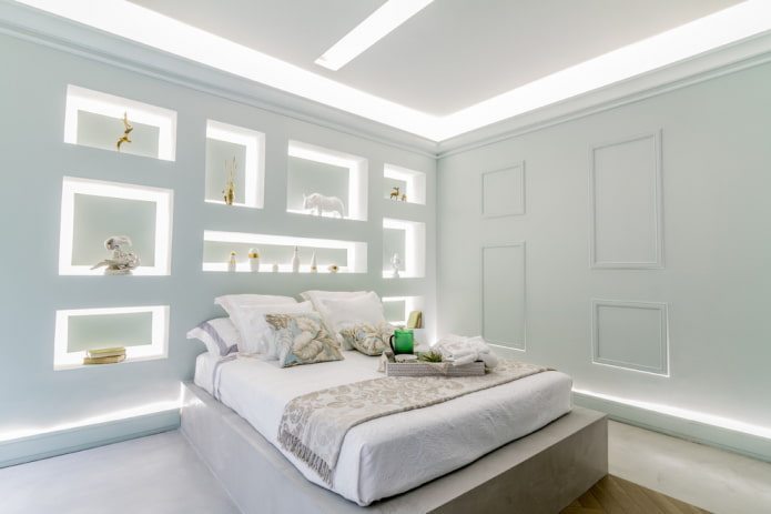 Shelf and ceiling lighting