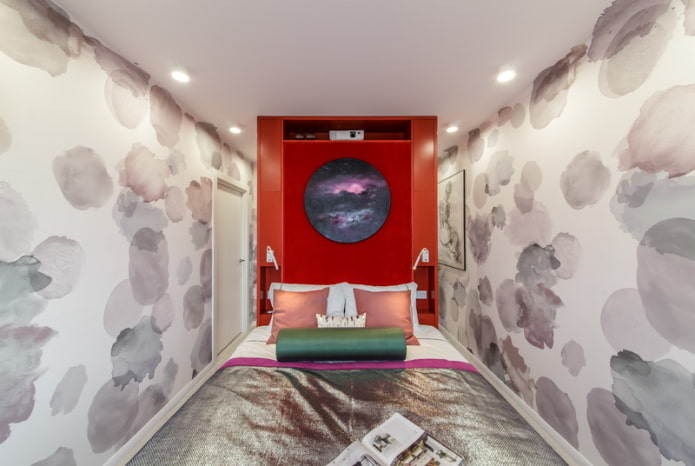 small bedroom with spot lighting