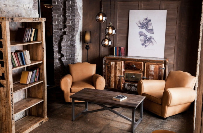 Edison lamps in the interior in the loft style
