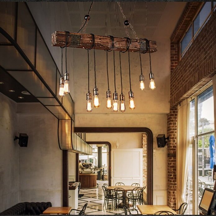 Log pendant lamp in loft style