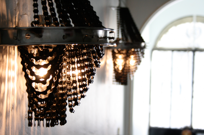 Lamp with chains in the loft style