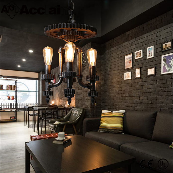 Industrial style chandelier on chains