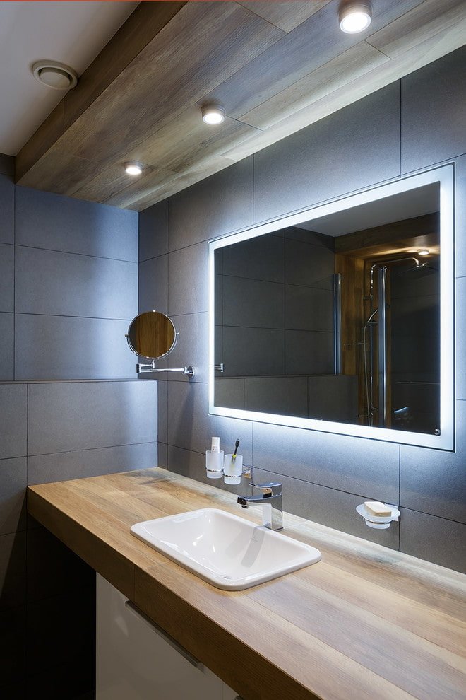 zonal lighting in the bathroom interior