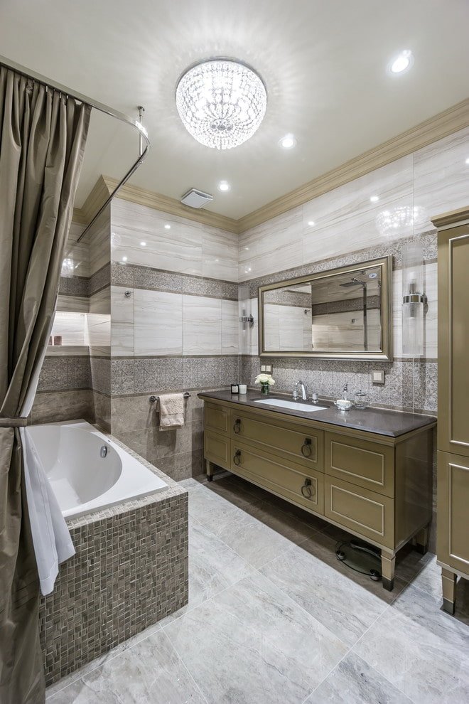main lighting in the bathroom interior