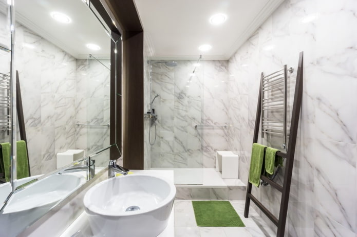 main lighting in the bathroom interior