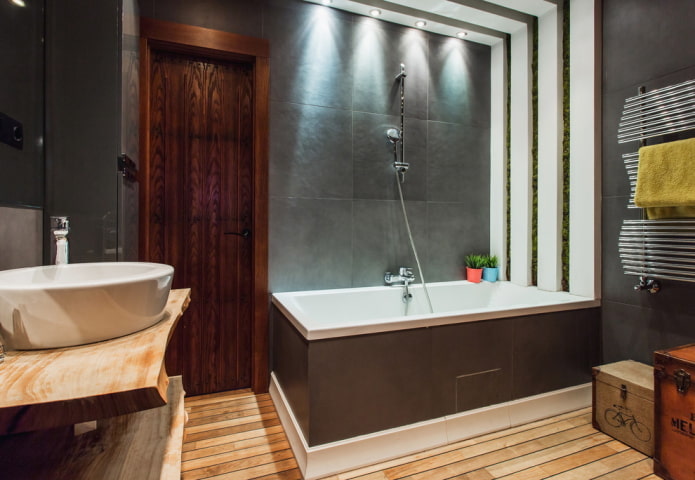 zonal lighting in the bathroom interior