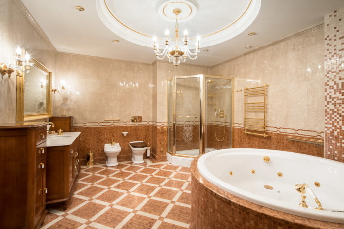 lighting in the interior of a bathroom in a classic style