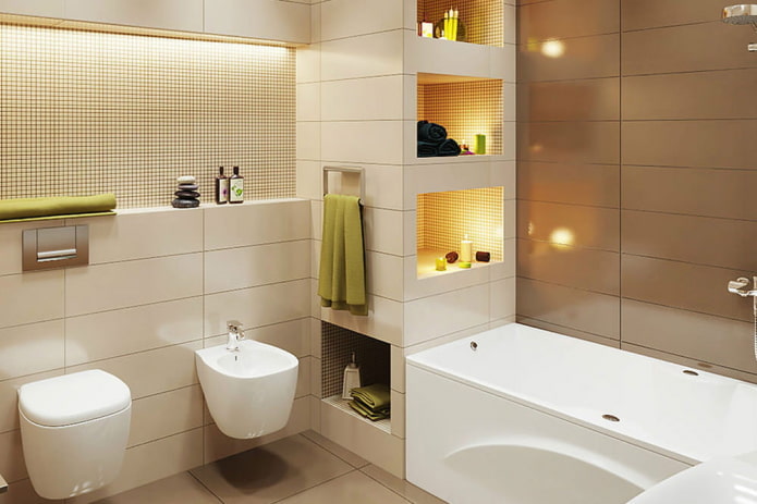 zonal lighting in the bathroom interior