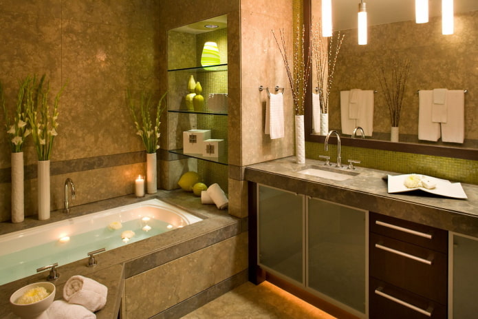 zonal lighting in the bathroom interior