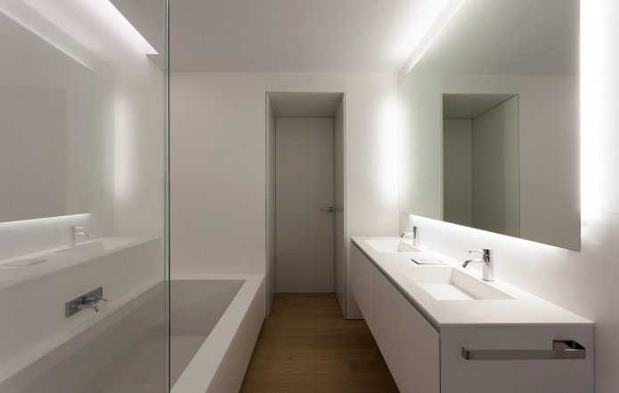 lighting in the interior of the bathroom in the minimalist style