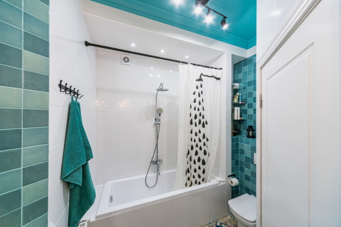 lighting in the interior of a small bathroom