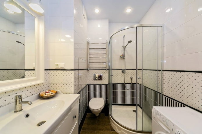 lighting in the interior of a small bathroom