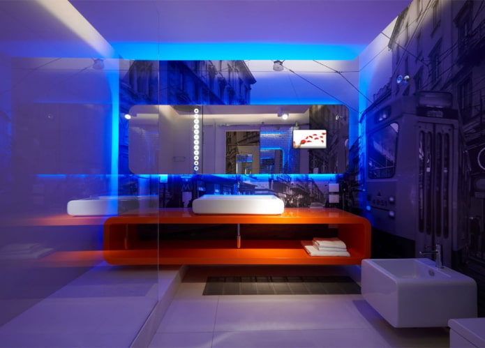 decorative lighting in the bathroom interior