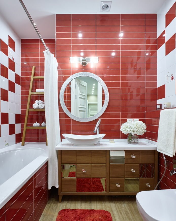 lighting in the interior of a small bathroom