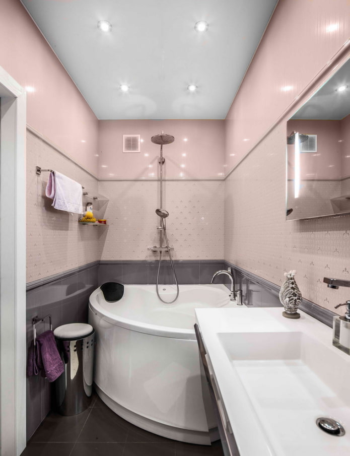 lighting in the interior of a small bathroom