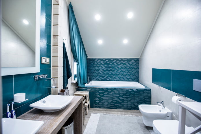 main lighting in the bathroom interior