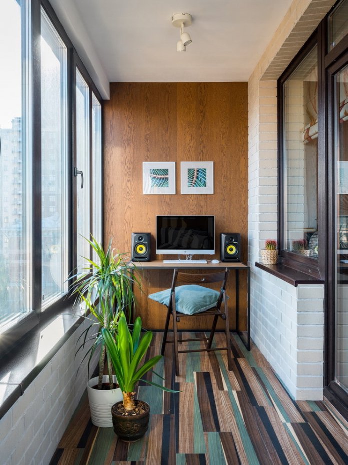 computer desk on the balcony