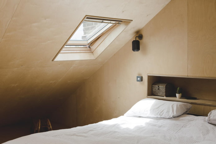 plywood walls in the bedroom