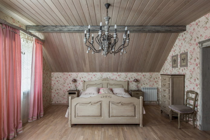 wooden ceiling of the attic