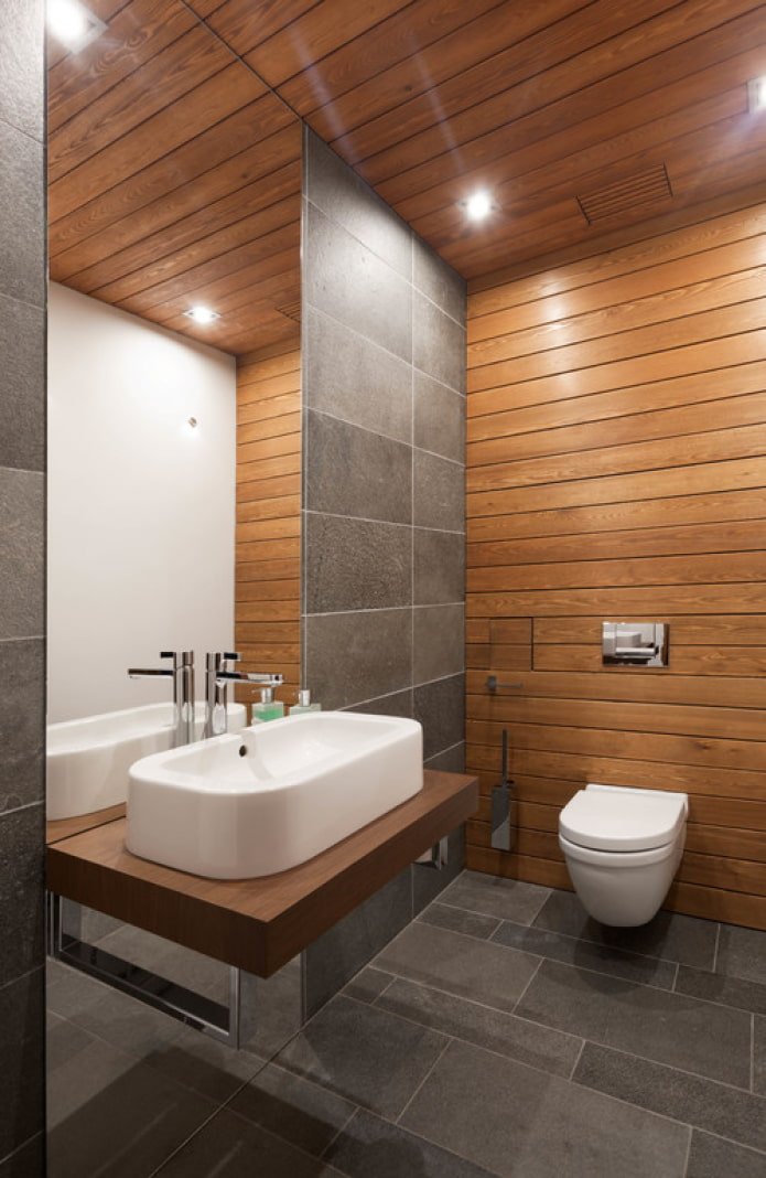 lining on the walls in the bathroom