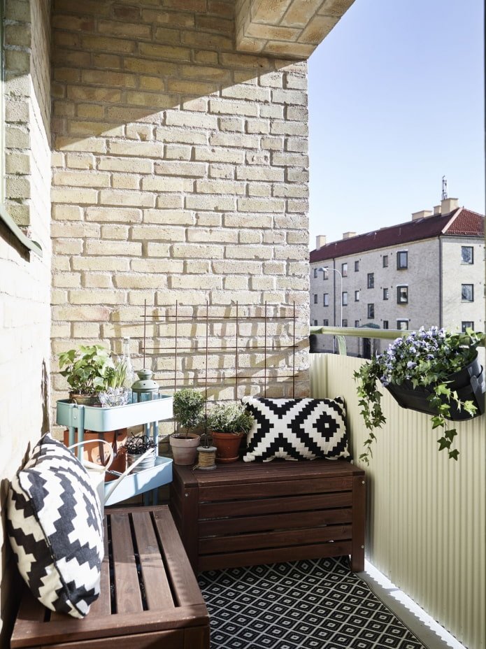 open balcony in a brick house