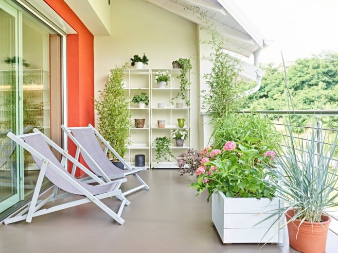 sun loungers on the balcony