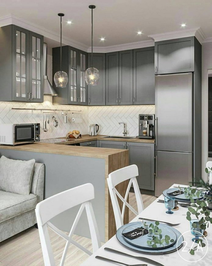 kitchen combined with a living room