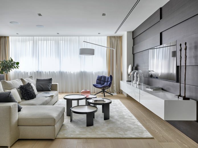 Veneered panels in the living room