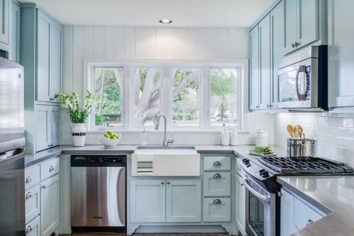 Plastic white panels in the kitchen