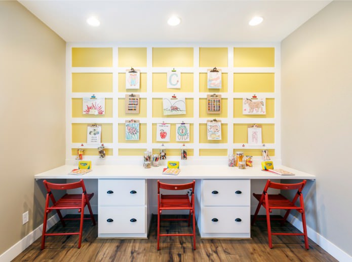 panels by the desk in the nursery